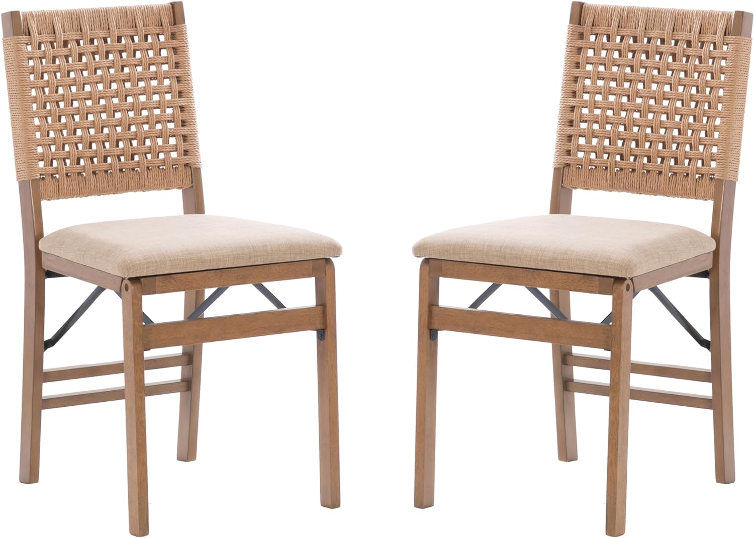 Set of 2 Linon Natural Folding Chairs - Stylish Comfort!