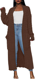 Caracilia Womens Long Cable Knit Cardigan Sweater - Floor Length