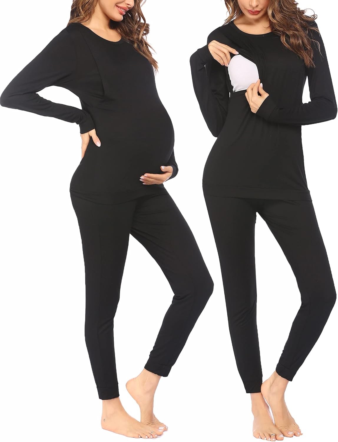 Ekouaer Nursing Pajama Set for Cozy Maternity Sleepwear