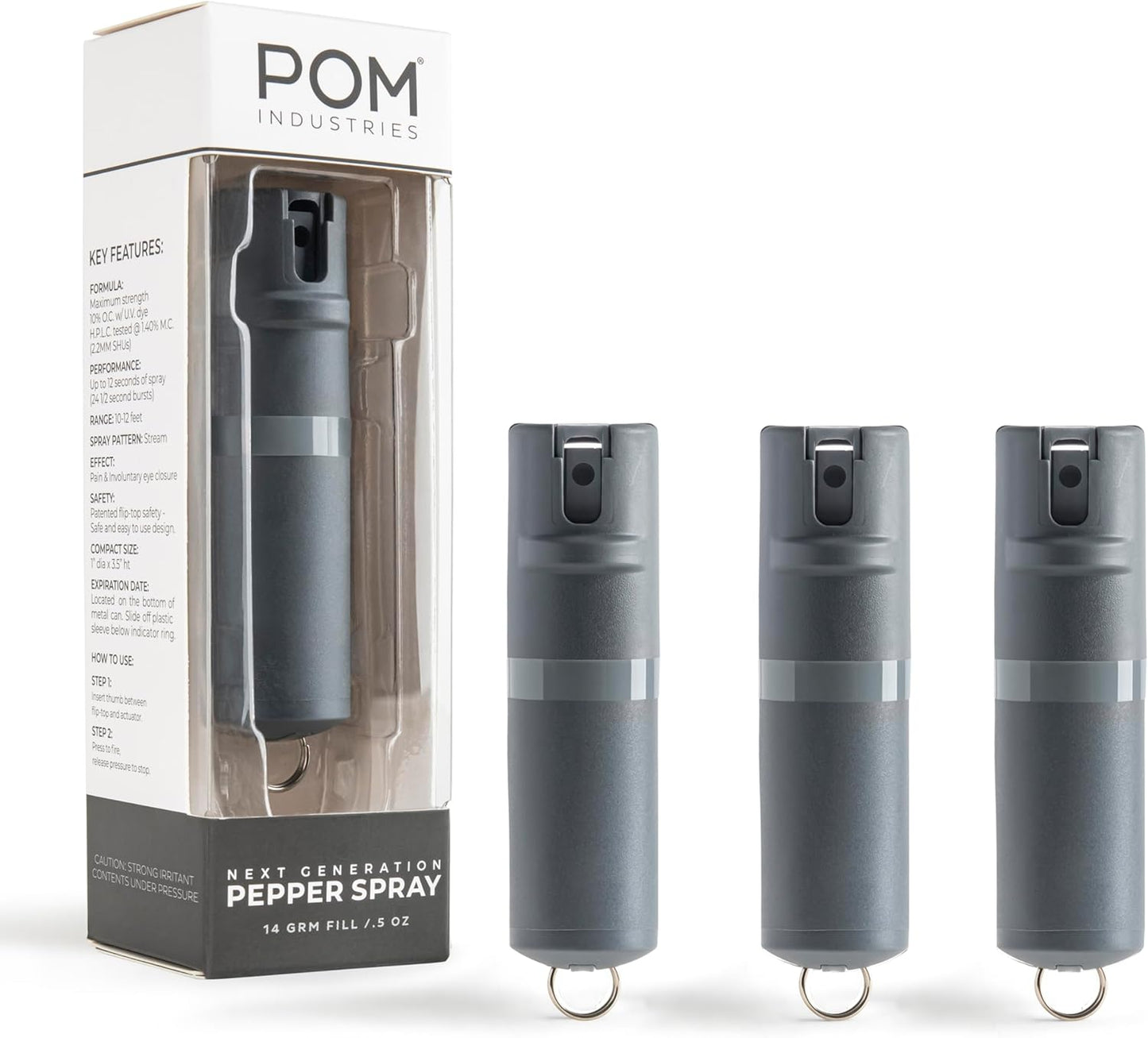 POM Pepper Spray Keychain - Maximum Strength Self Defense Tool