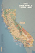California State Parks & Federal Lands Map Poster for Adventurers