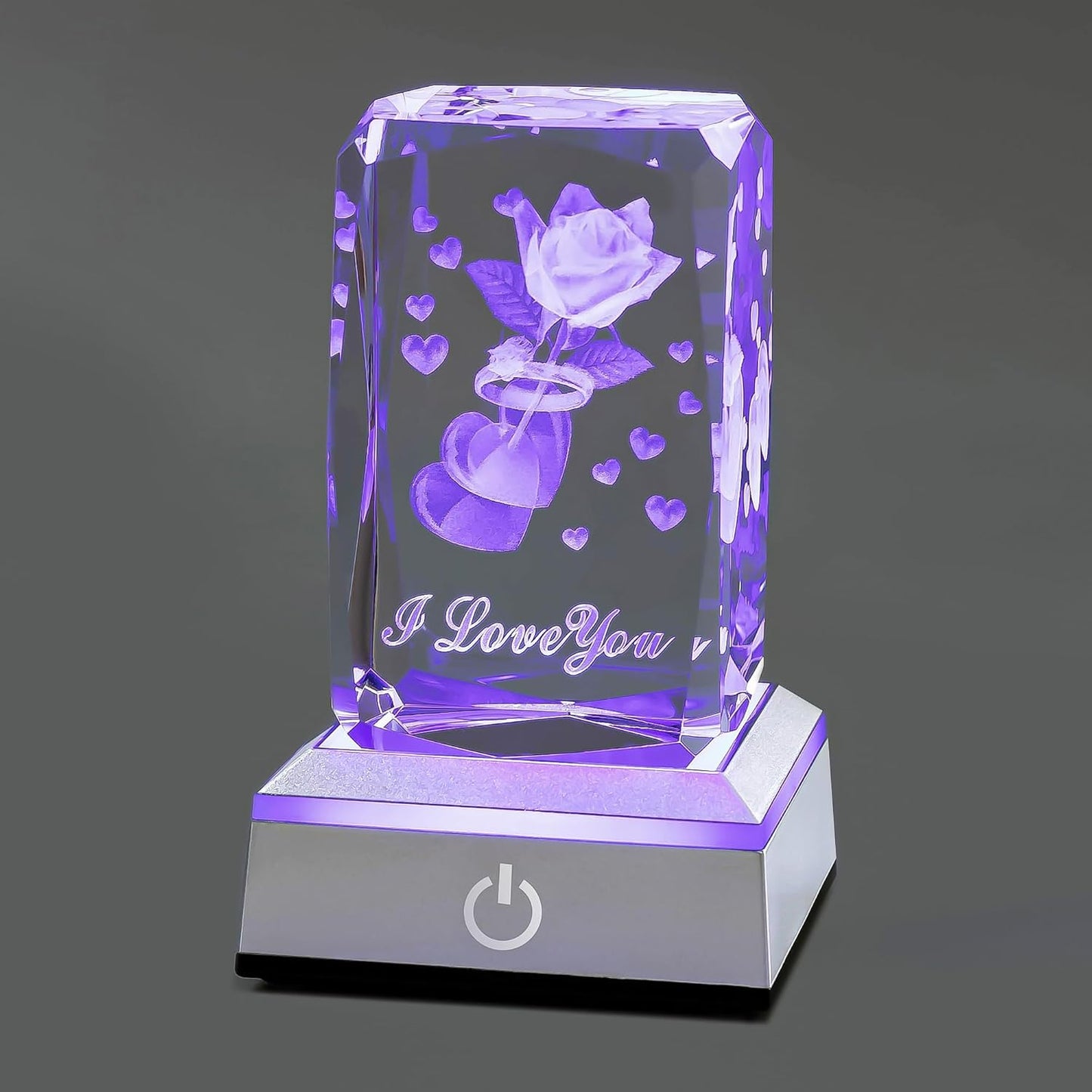 3D Ring&Rose Crystal Night Lamp with Adjustable LED Lights