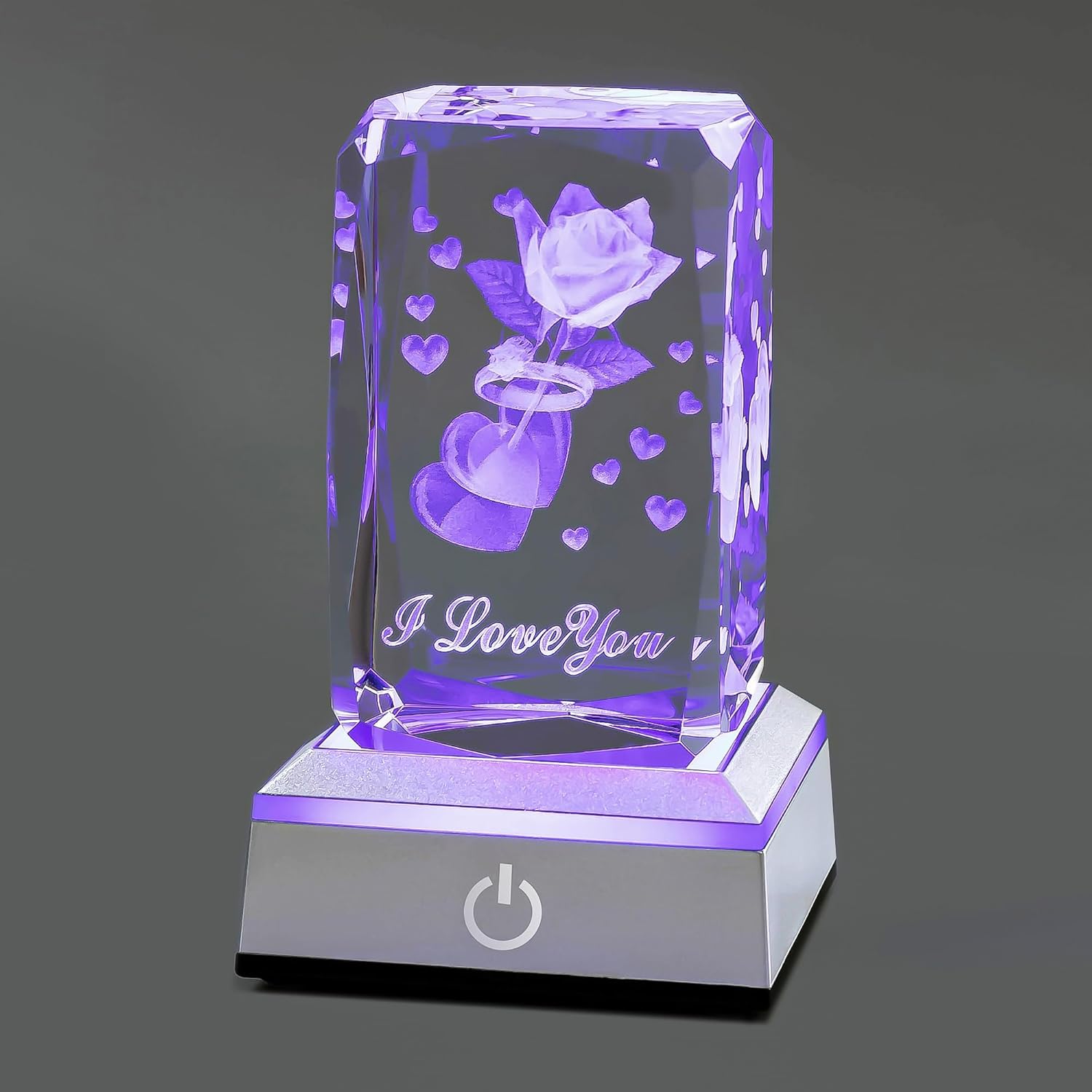 3D Ring&Rose Crystal Night Lamp with Adjustable LED Lights