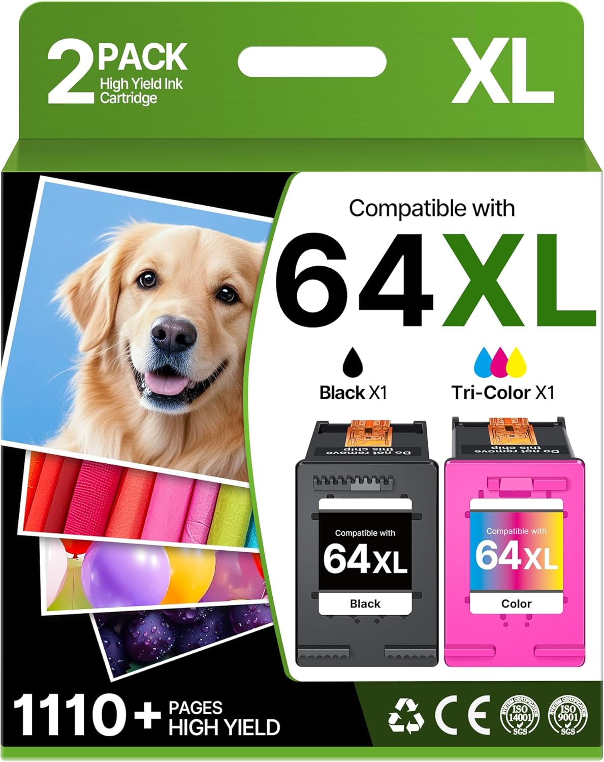 64XL Ink Cartridges Replacement for HP Printers - Eudul Combo