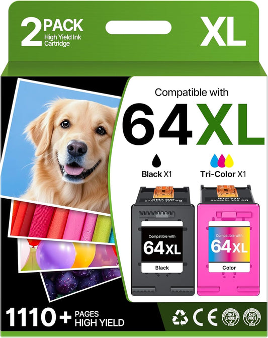 64XL Ink Cartridges Replacement for HP Printers - Eudul Combo
