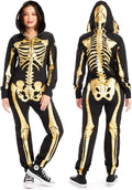 Skeleton Onesie Jumpsuit for Women - Zip Up Masked Halloween Costume