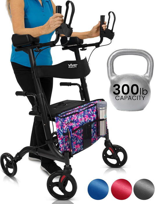 Vive Mobility Upright Walker with Seat for Seniors and Women