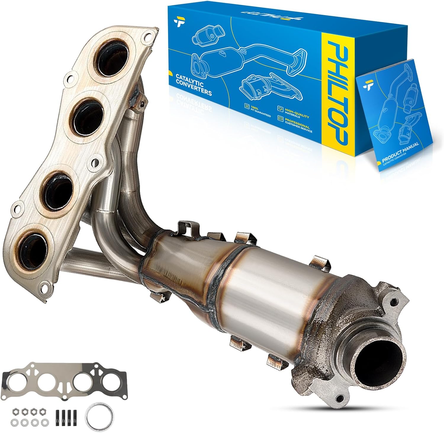 PHILTOP Front Exhaust Manifold Catalytic Converter Kit for RAV4
