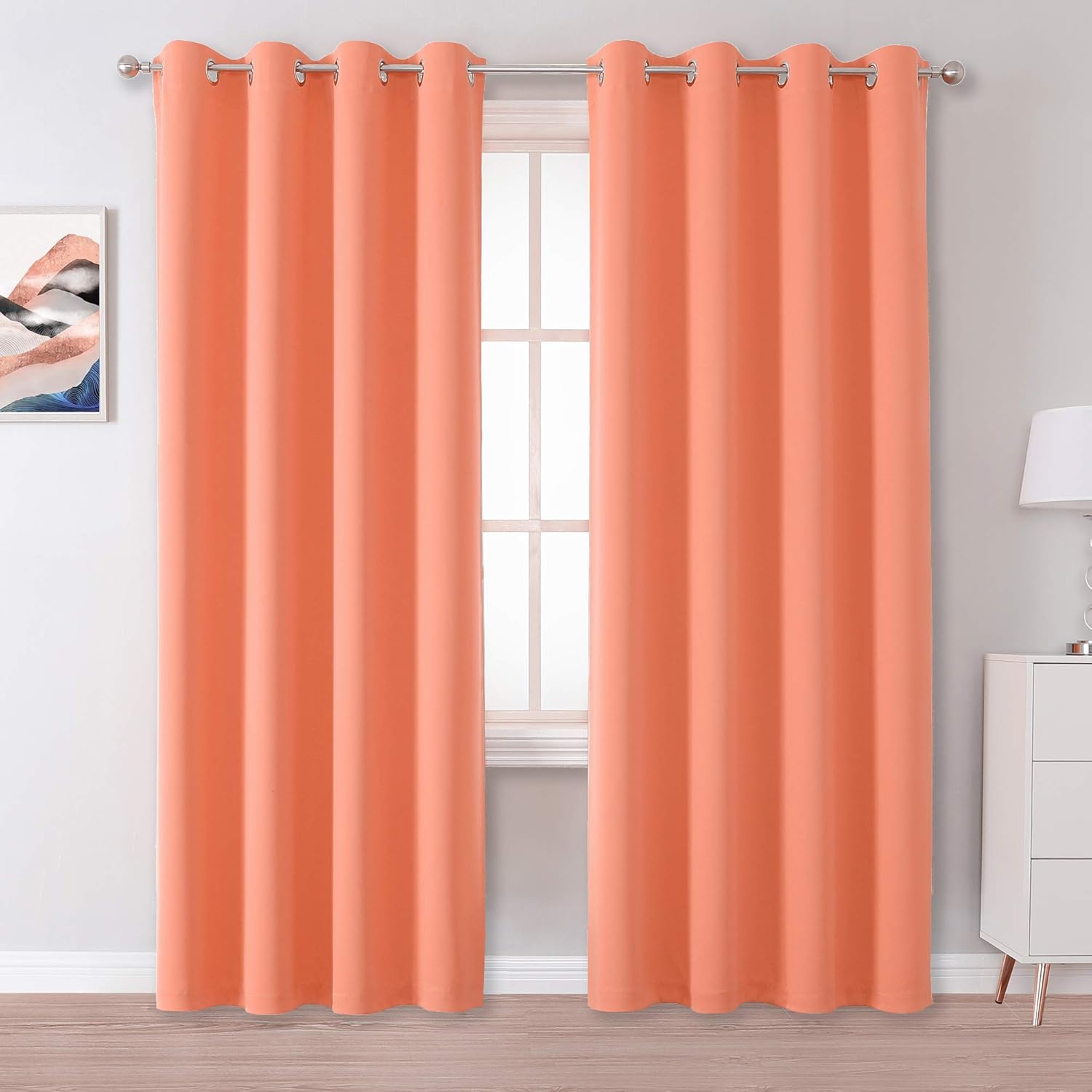 DUALIFE Coral Curtains for Bedroom 84 Inches Long Room Darkening