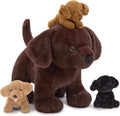4Pcs Lab Stuffed Animals - 16in Huggable Mama Labrador with 3 Hidden