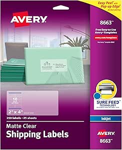 Avery Printable Shipping Labels with Sure Feed for Easy Use