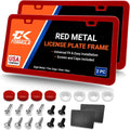 Premium Vibrant Red License Plate Frames 2-Pack - Slim, Rust-Proof Fit