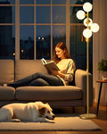 Gold Globe Floor Lamp with 5 G9 3000K Bulbs - Stepless Dimmer