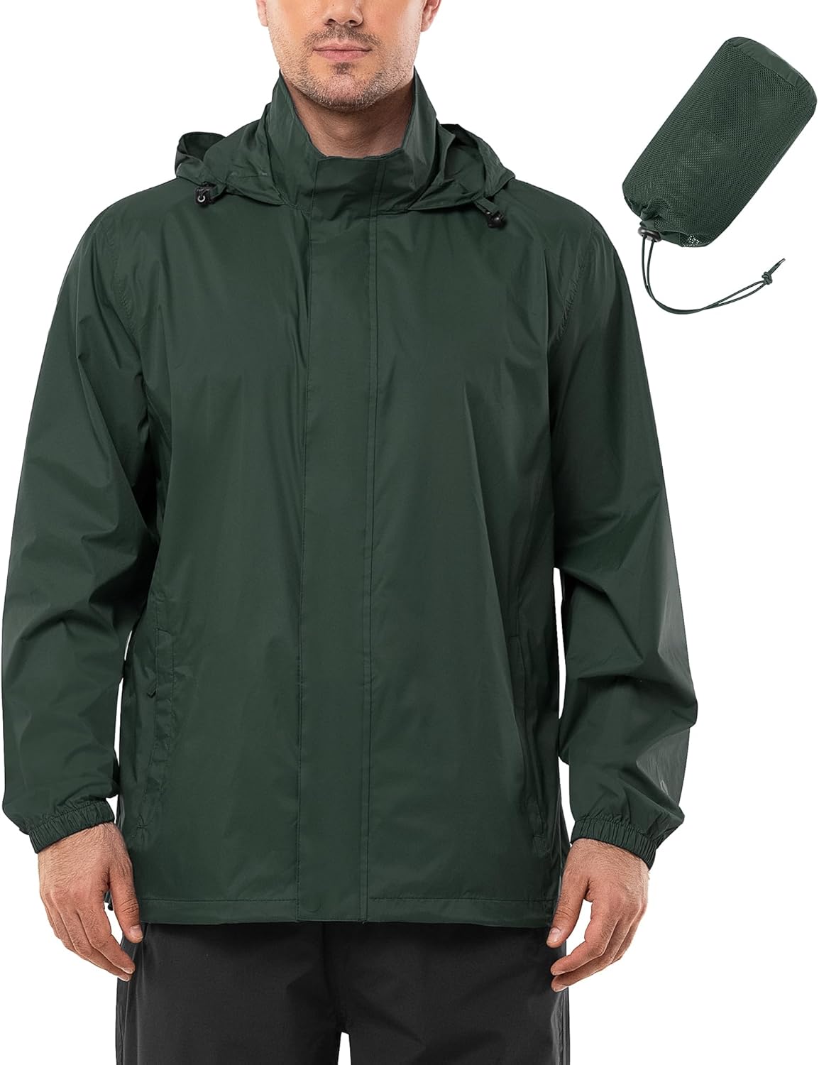 Outdoor Ventures Men's Rain Jacket Waterproof Lightweight Packable
