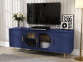 Modern TV Stand for TVs up to 70+ in - Blue Glass Door Console