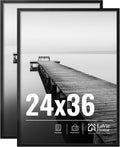 24x36 Black Picture Frame 2 Pack - Lightweight HD Plexiglas Frames