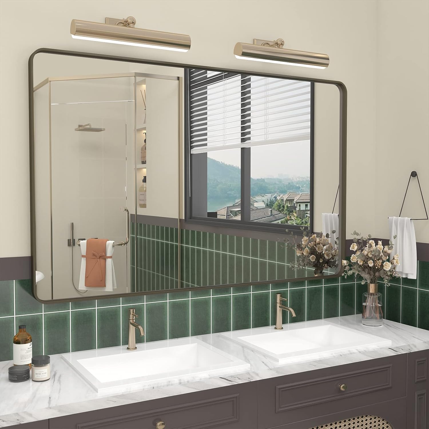 48x30 Bronze Bathroom Mirror with Shatterproof Glass Design