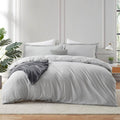 Hearth & Harbor Light Grey California King Duvet Cover Set - Soft