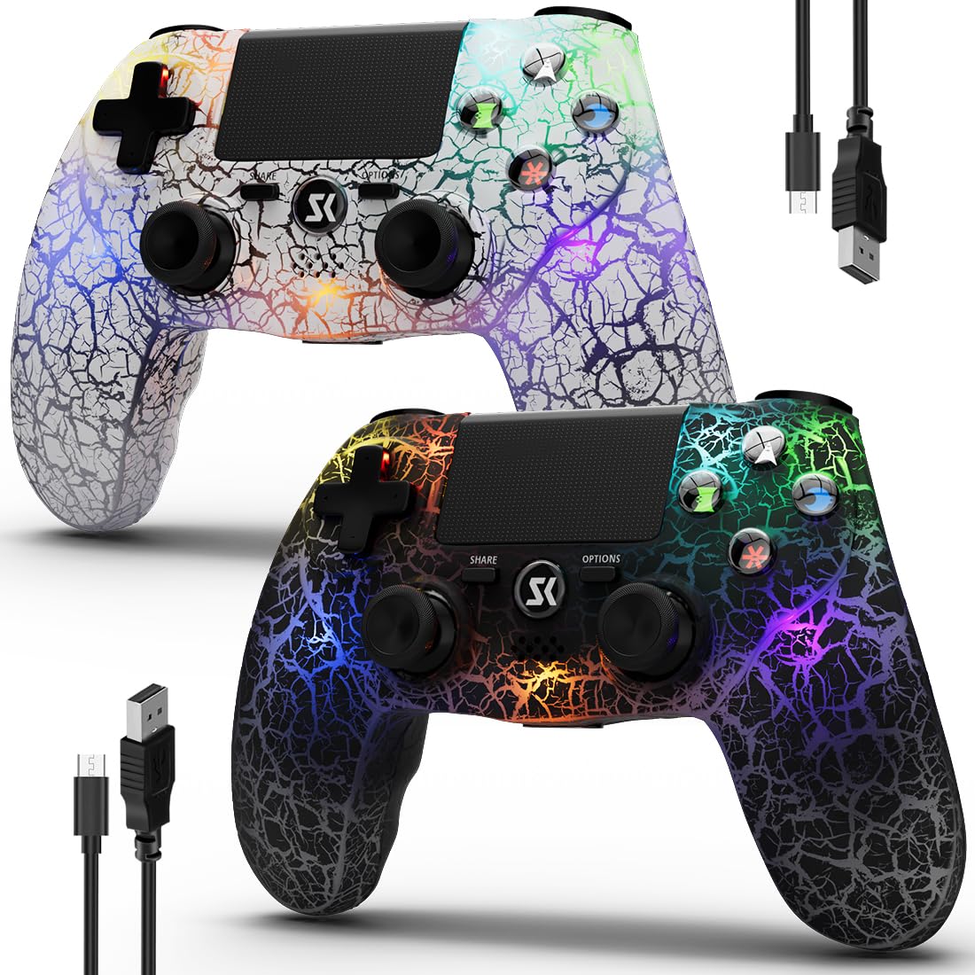 Wireless Controller for PS4 with RGB Light and 1000mAh Battery