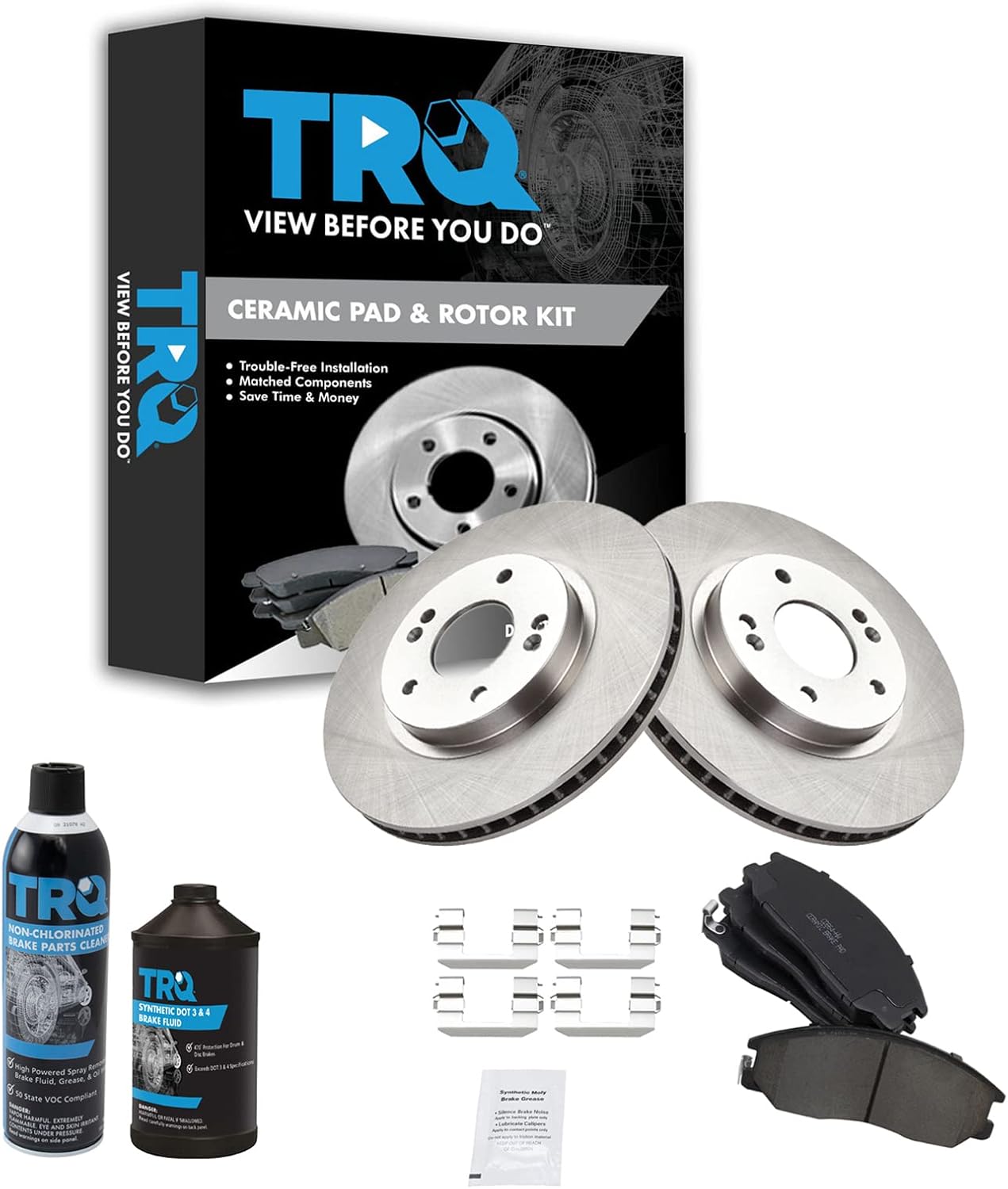 TRQ Front Brake Pad & Rotor Kit for 2001-2006 Hyundai Santa Fe