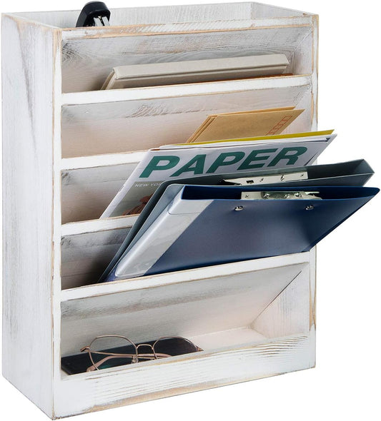 Organize in Style: Vintage 5-Slot Wood Organizer