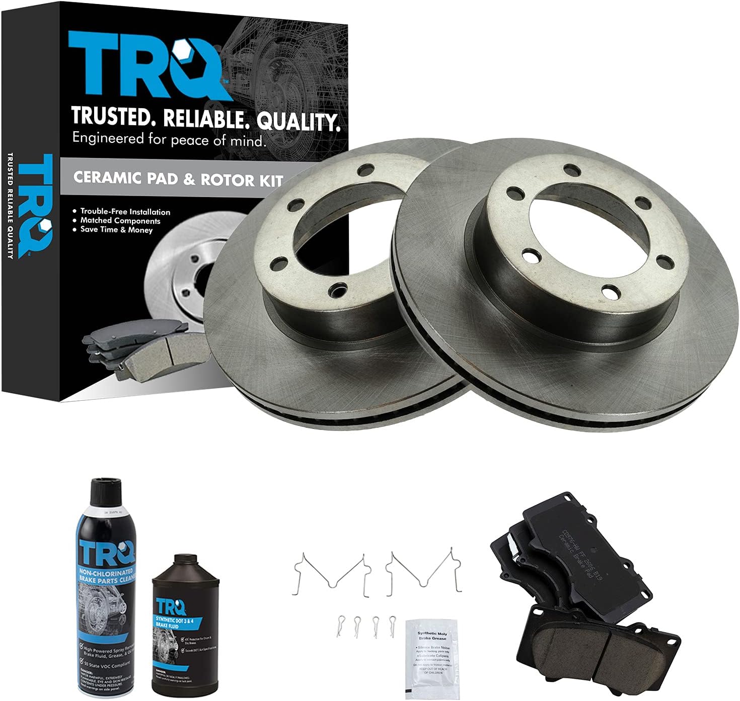 TRQ Front Brake Pad & Rotor Kit for Toyota Sequoia and Tundra