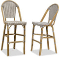 PURPLE LEAF French Bar Stool Set of 2 Bamboo Print Finish - Rustic