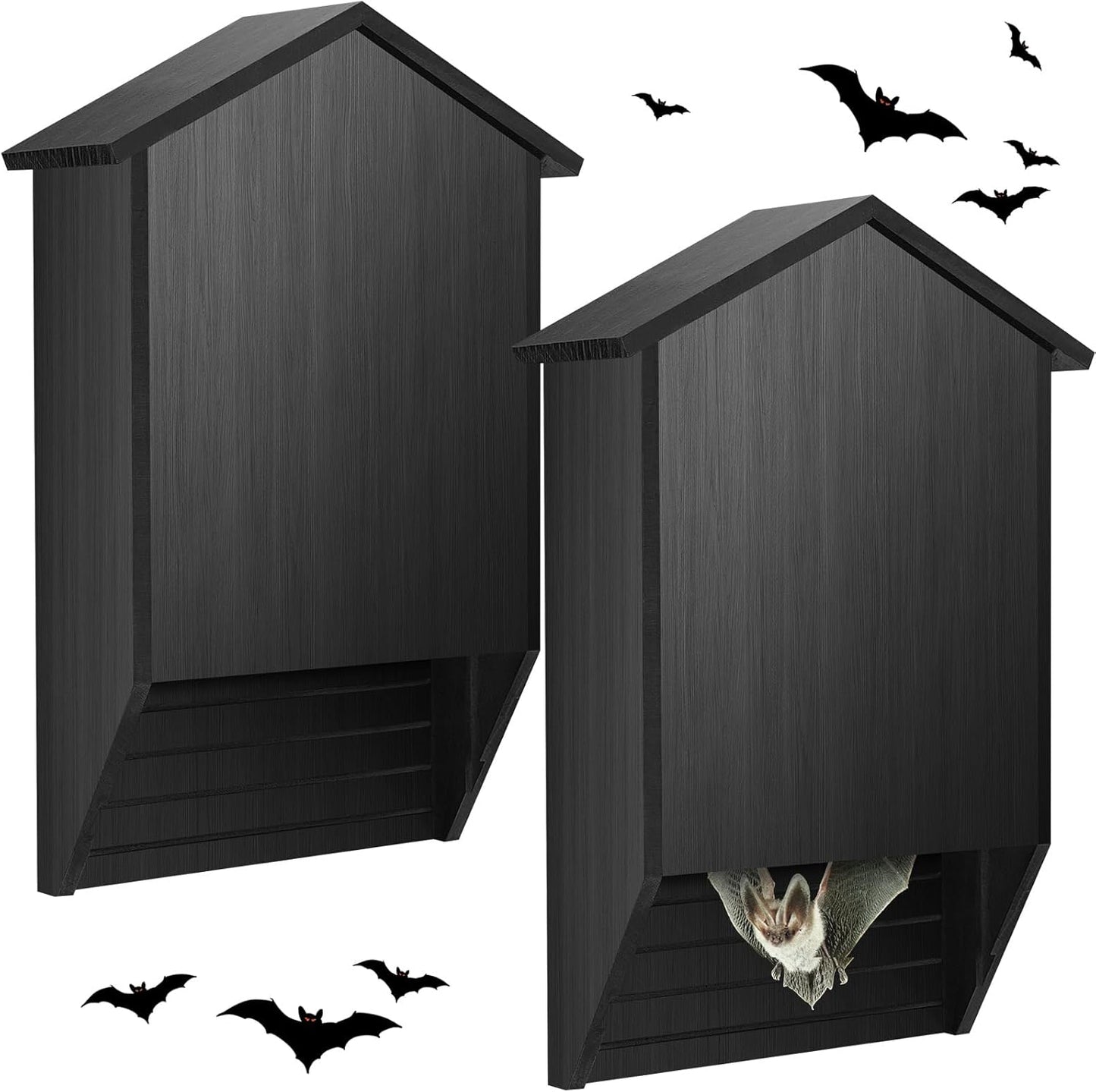 Wenqik 2 Pack Bat House for Outdoor Large Cedar Wood Shelter
