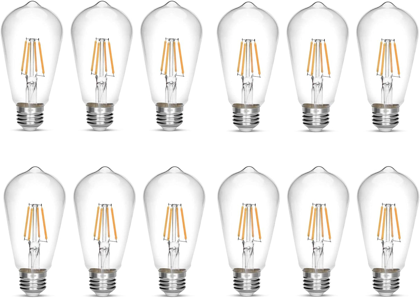 LED Edison Bulb 4W Pack of 12 - Vintage Warm White Light