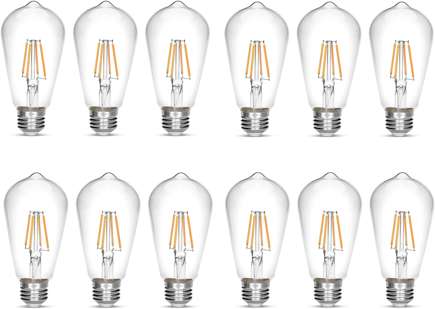 LED Edison Bulb 4W Pack of 12 - Vintage Warm White Light