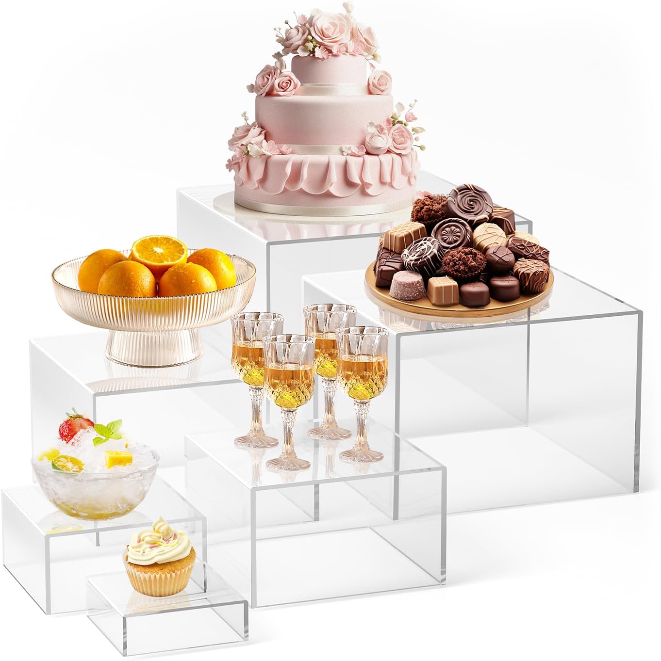 6Pcs Buffet Risers for Party Catering and Dessert Display