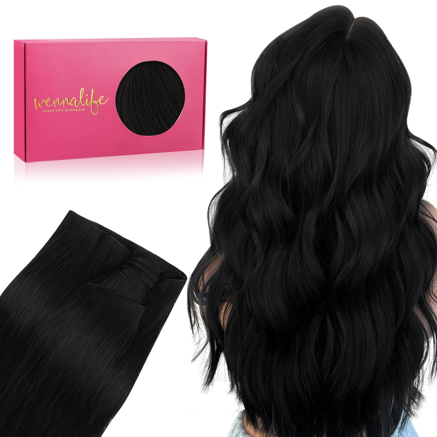 Genius Weft Hair Extensions Real Human Hair for Natural Look