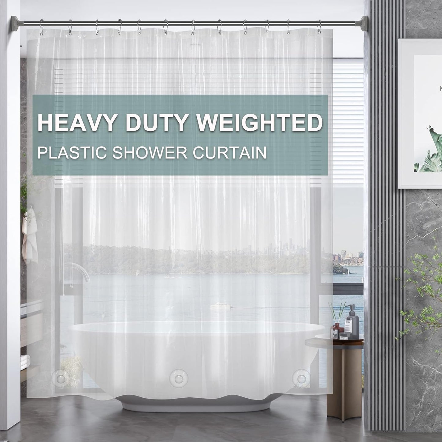 AmazerBath Heavy-Duty Clear PEVA Shower Curtain