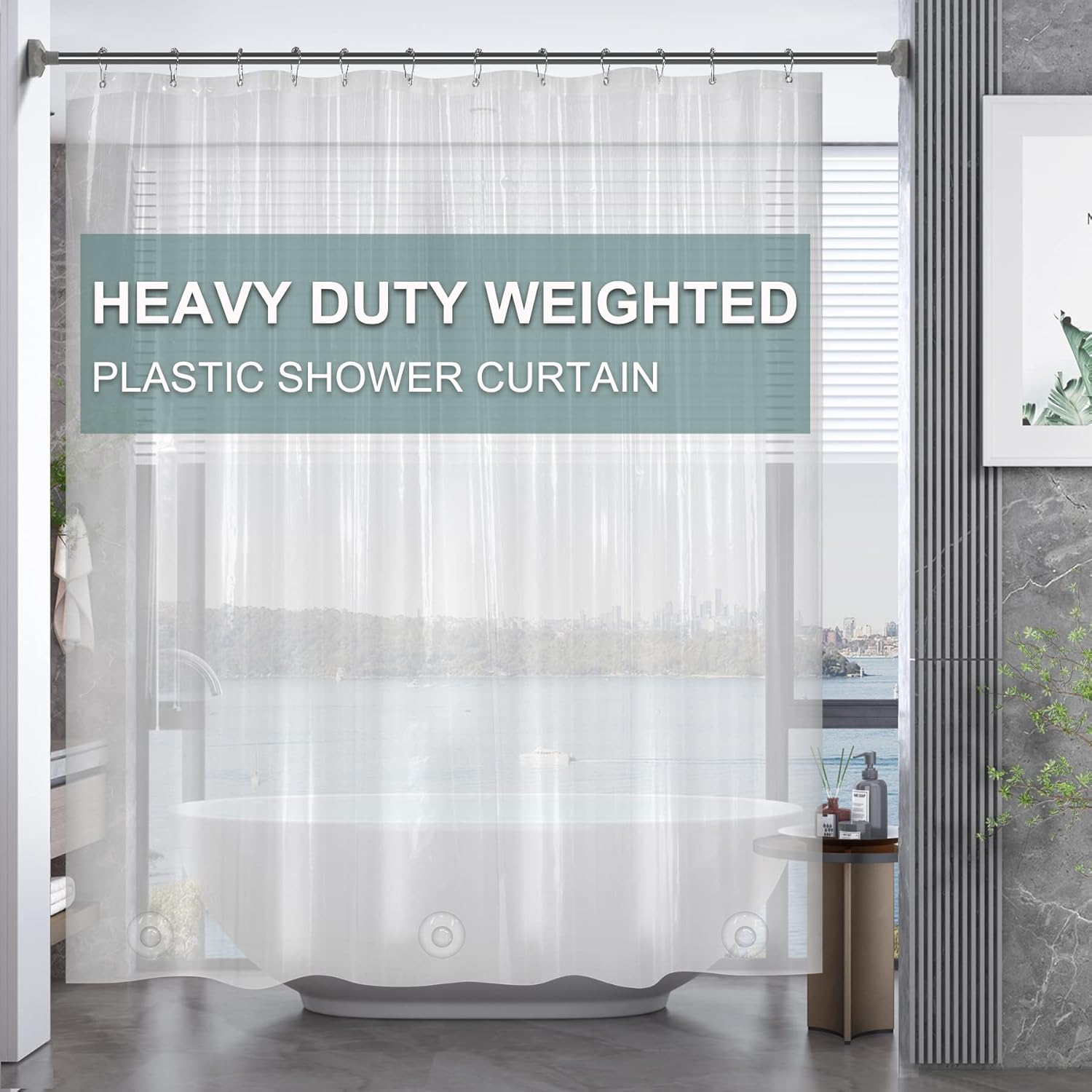 AmazerBath Heavy-Duty Clear PEVA Shower Curtain