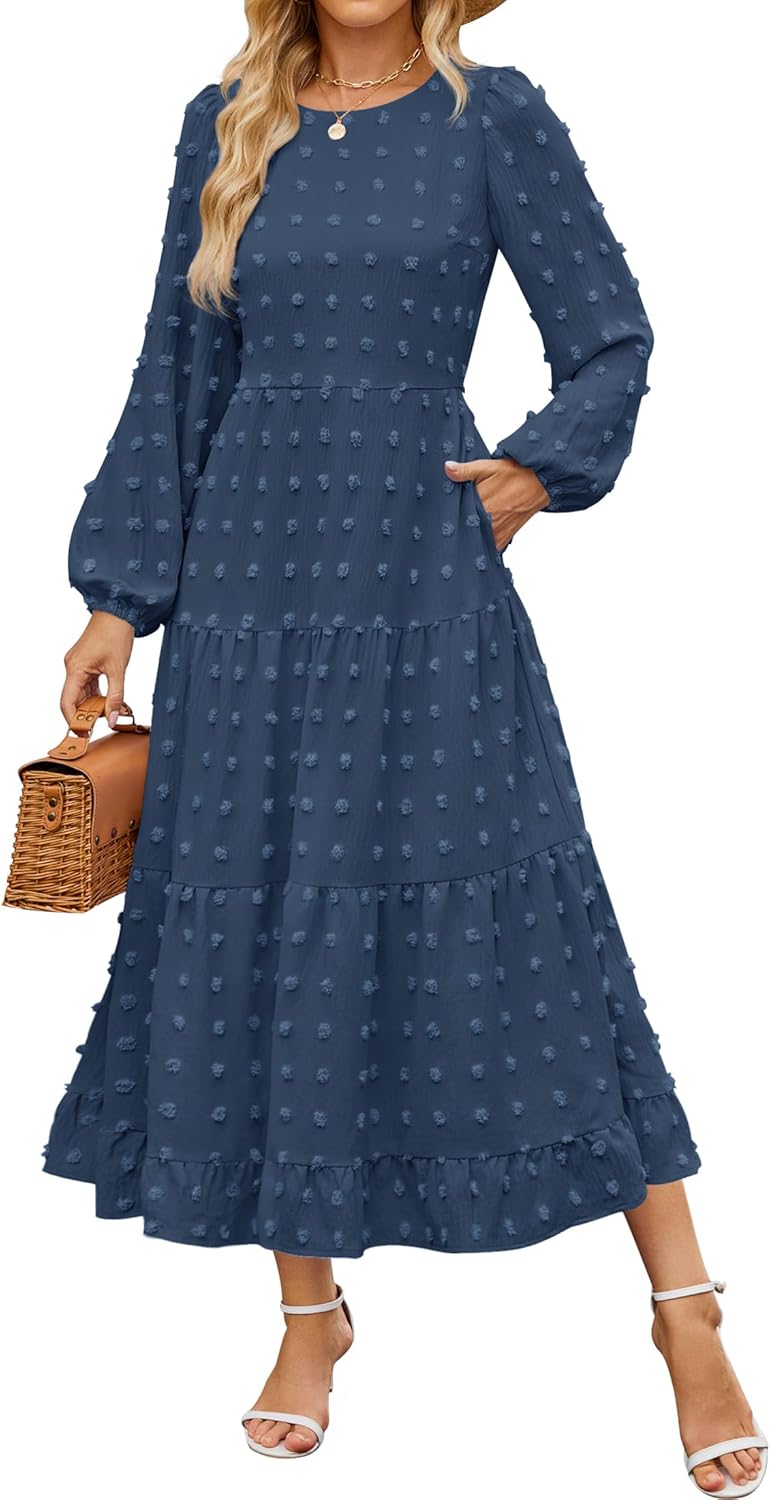 ZESICA Women's Fall Long Sleeve Maxi Dress for Every Occasion