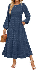 ZESICA Women's Fall Long Sleeve Maxi Dress - Flowy Swiss