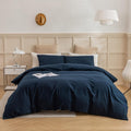 Navy Blue Duvet Cover California King - 100% Washed Cotton