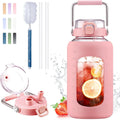 Large 84oz Glass Water Bottle with Stainless Steel Handle