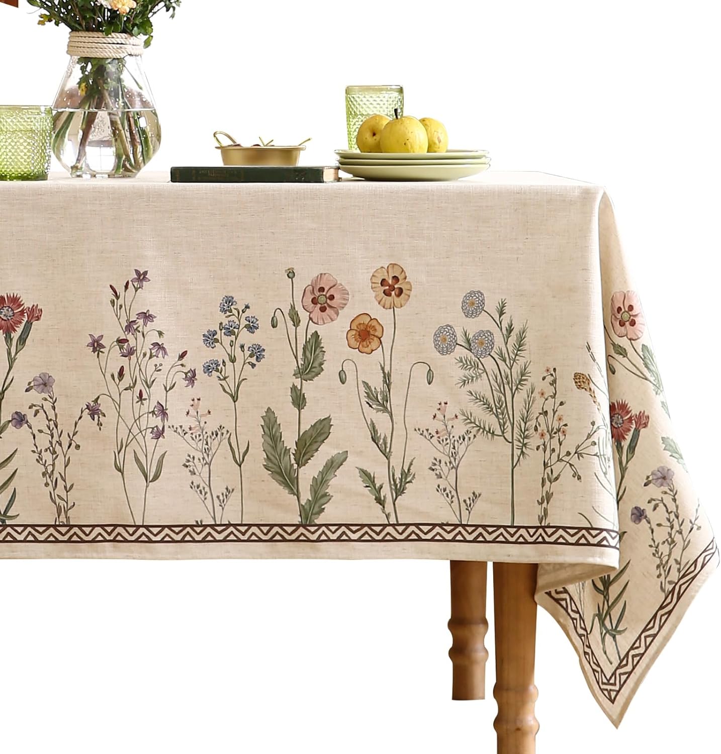 Designer Off White Linen Long Tablecloth for Elegant Dining