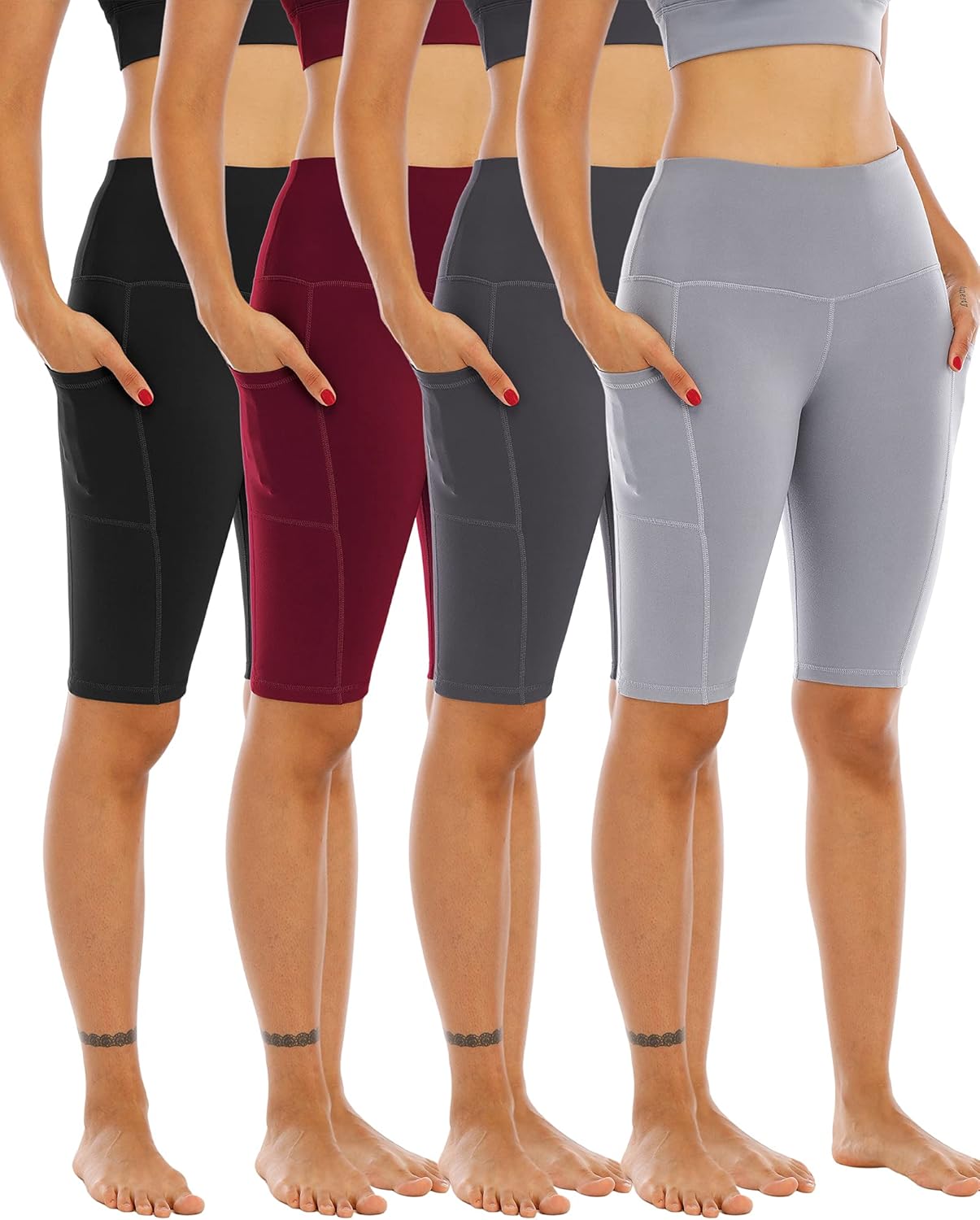 Biker Yoga Shorts with Pockets for Women - High Waisted Comfort