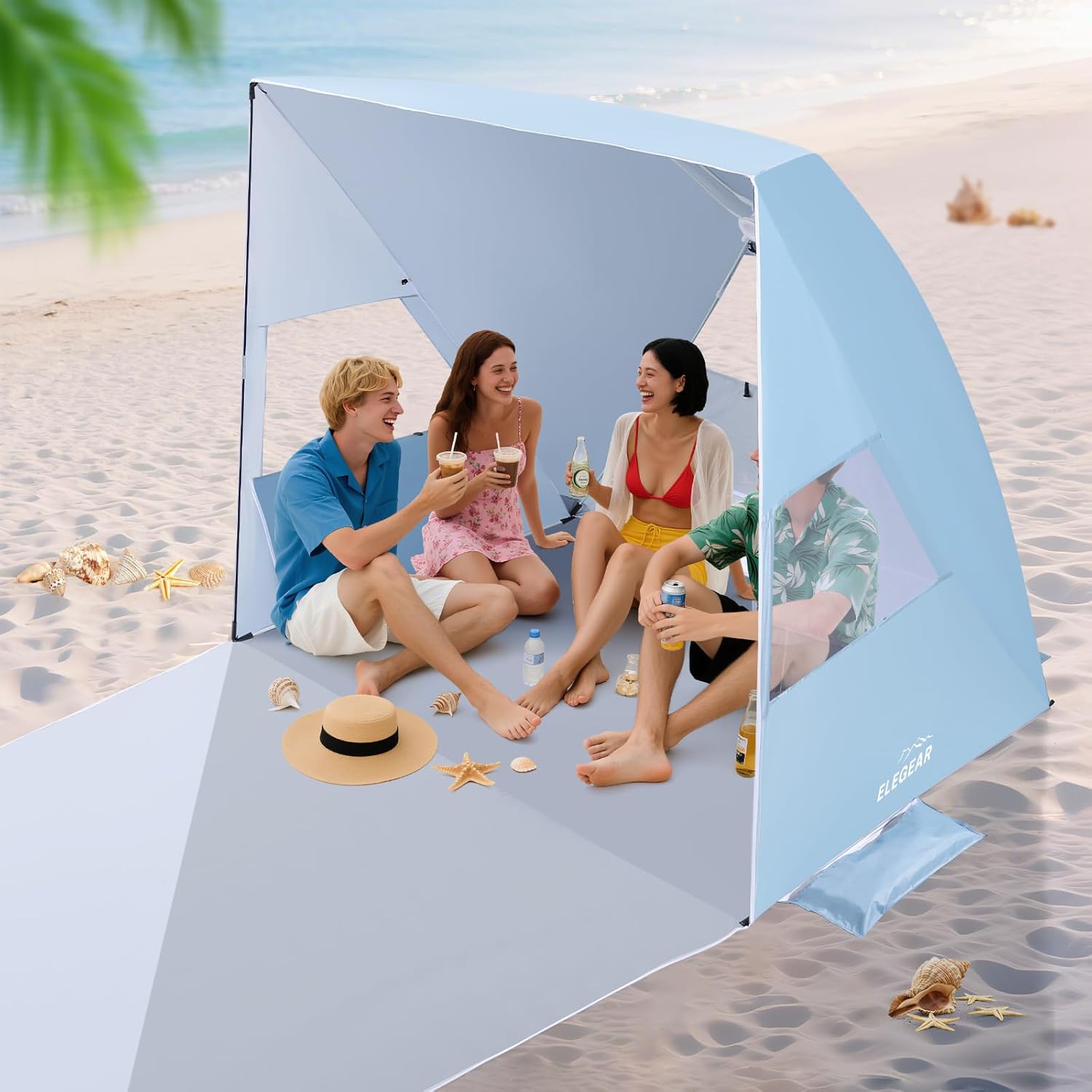 Elegear Pop Up Beach Tent Sun Shelter for 4-5 Person Fun