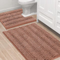 Bathroom Rug Set 2 Piece Ultra Thick Striped Bath Mats - Muted Clay