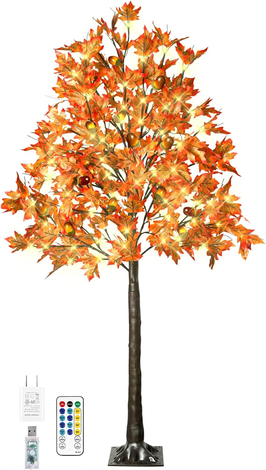 6FT 130 LED Lighted Maple Tree by TiYiViRi for Fall Decor