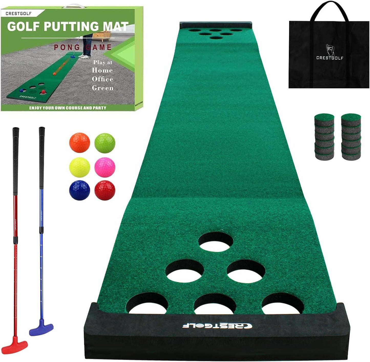 Crestgolf Golf Pong Mat Set - Perfect for Indoor & Outdoor Fun! 