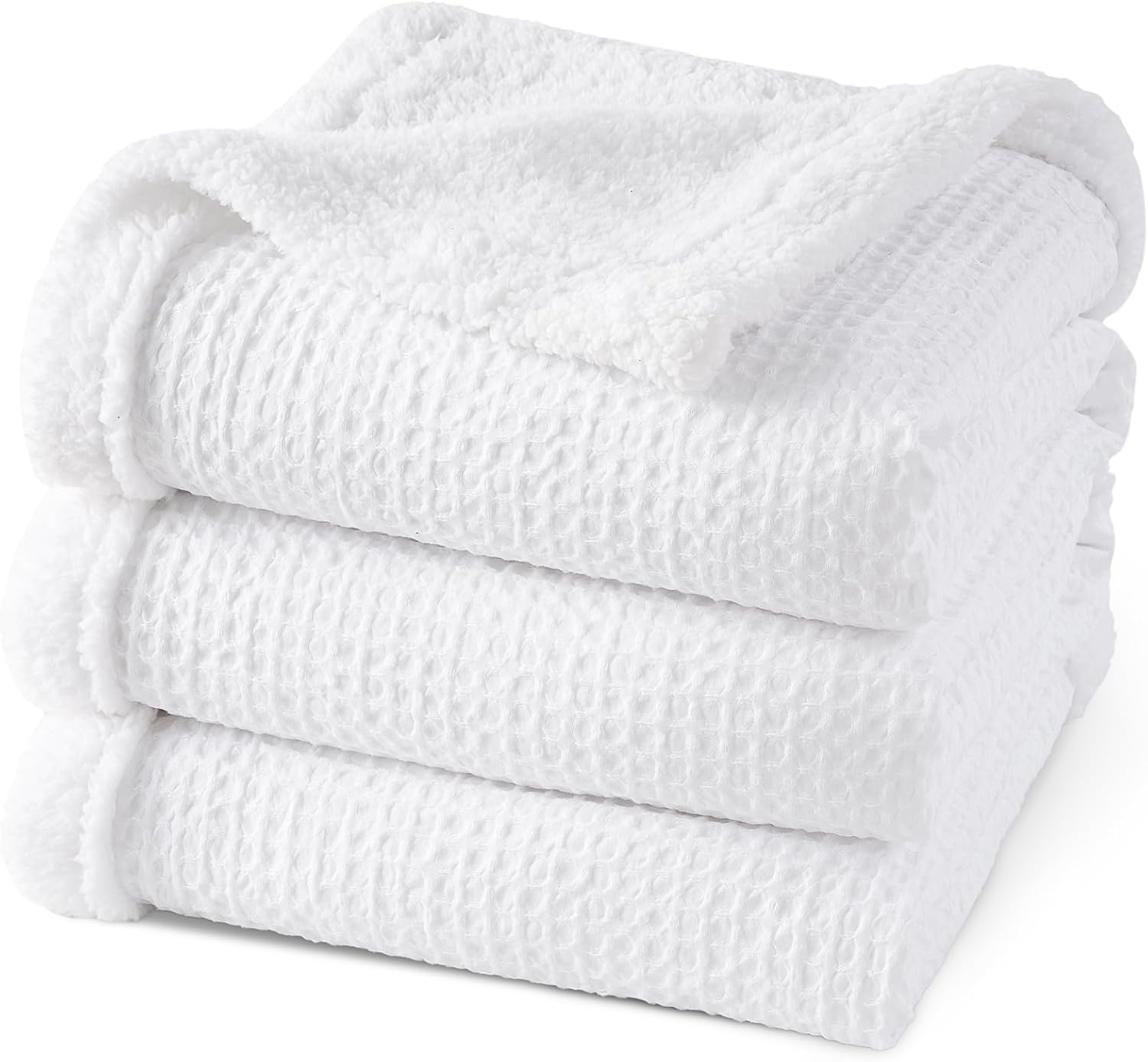 PHF Waffle Sherpa Blanket King Size for Cozy Winter Comfort