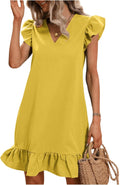 SOLY HUX Summer Ruffle Hem Smock Dress - Flattering Everyday Fit Shoes