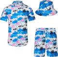 Men's Flower Hawaiian Sets Casual Short Sleeve Shirt and Shorts
