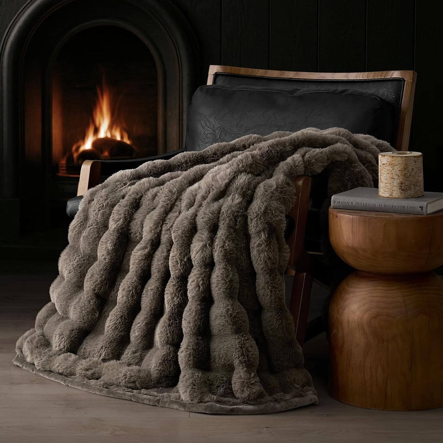 Ultra Soft Luxury Fluffy Faux Rabbit Fur Throw Blanket 50x60