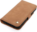 Leather Case for iPhone 14 - Slim Wallet Stand in Tan