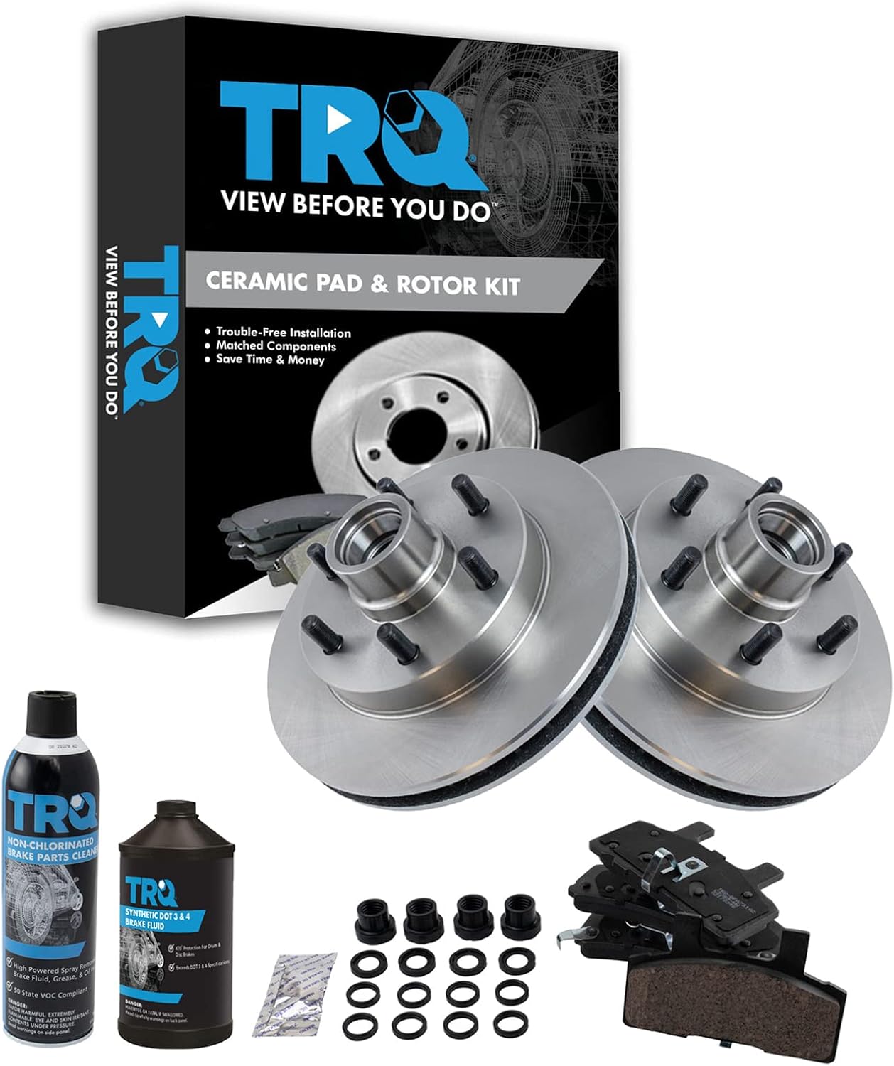 TRQ Front Brake Pad & Rotor Kit for Chevrolet and GMC Vehicles